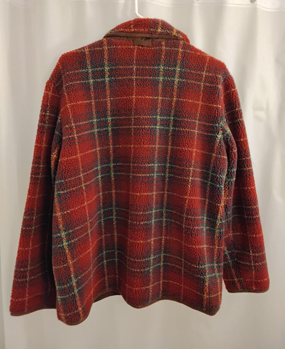 Red Plaid Teddy Womens Fleece Jacket by Orvis, size  L